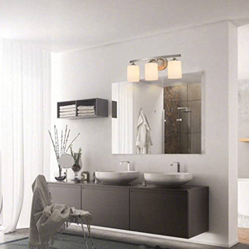 Modern Bath Vanity Lighting White Glass Shaded Light for Bathroom