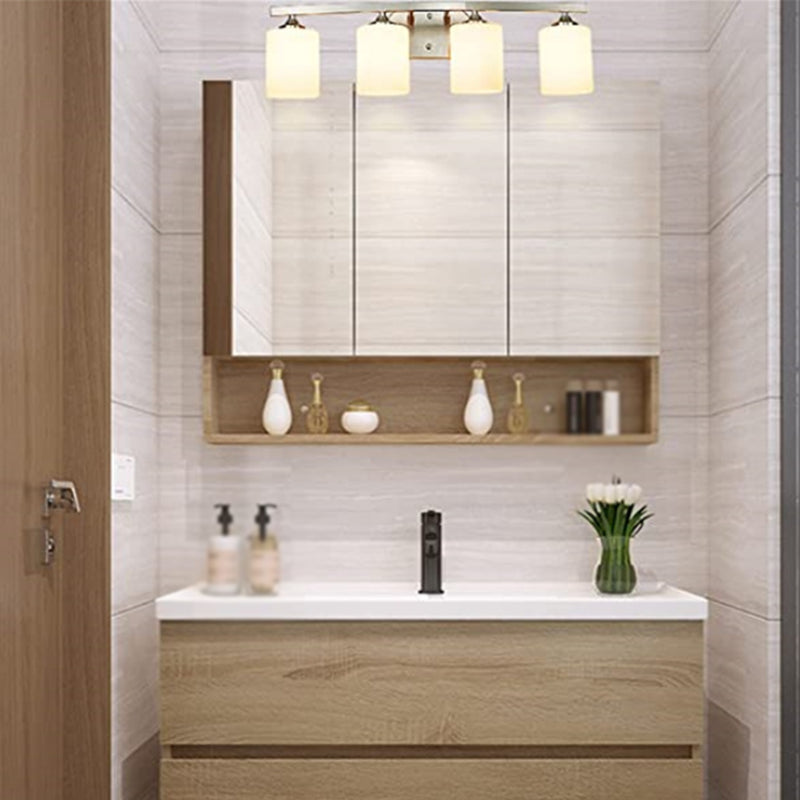 Modern Bath Vanity Lighting White Glass Shaded Light for Bathroom