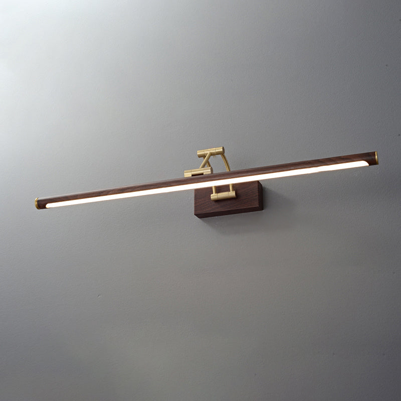 Linear Shape Wall Lamp Modern Style Wood 1 Light Sconce Light in Brown