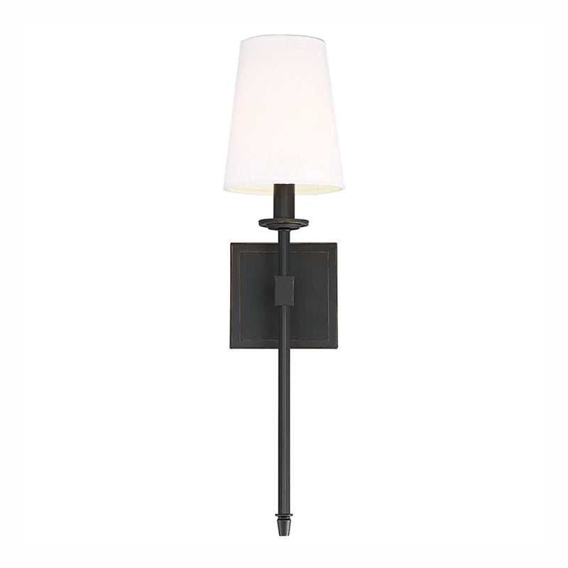 Modern Metal Wall Sconce Cone Shape Vanity Lamp with Fabric Shade for Bathroom