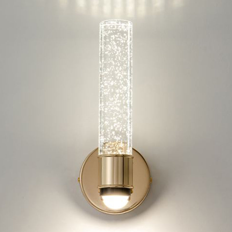 Modern Metal Wall Sconce Cylinder Shape Vanity Lamp with Acrylic Shade