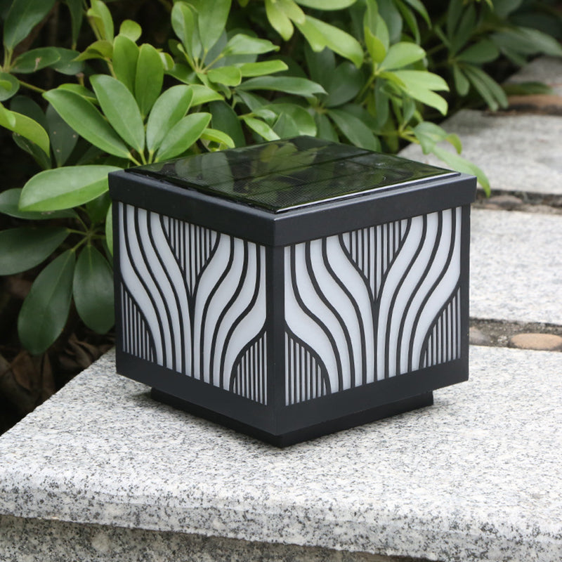 Black Waterproof Pillar Lamp Square Solar Outdoor Lights for Garden
