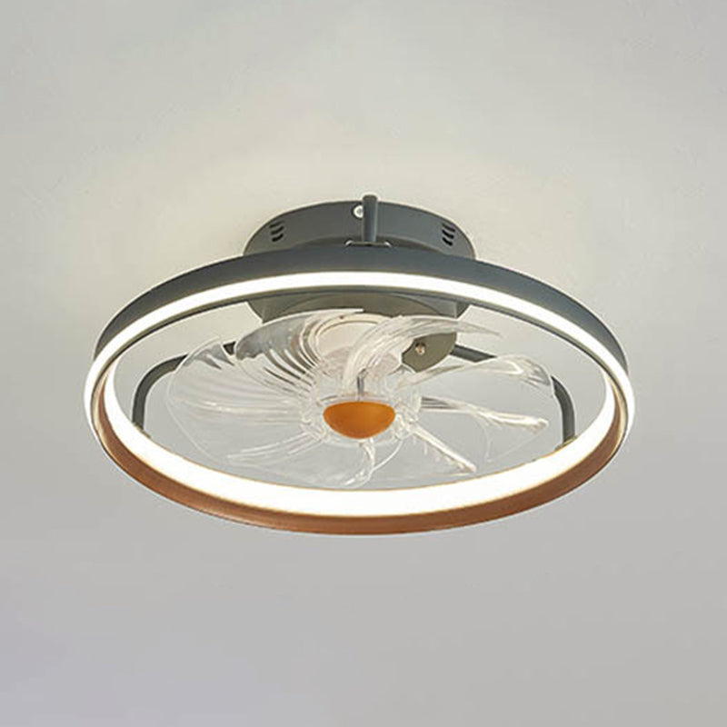 Plastic and Acrylic LED Fan Lighting Fixture Modern Round Ceiling Fan in Green