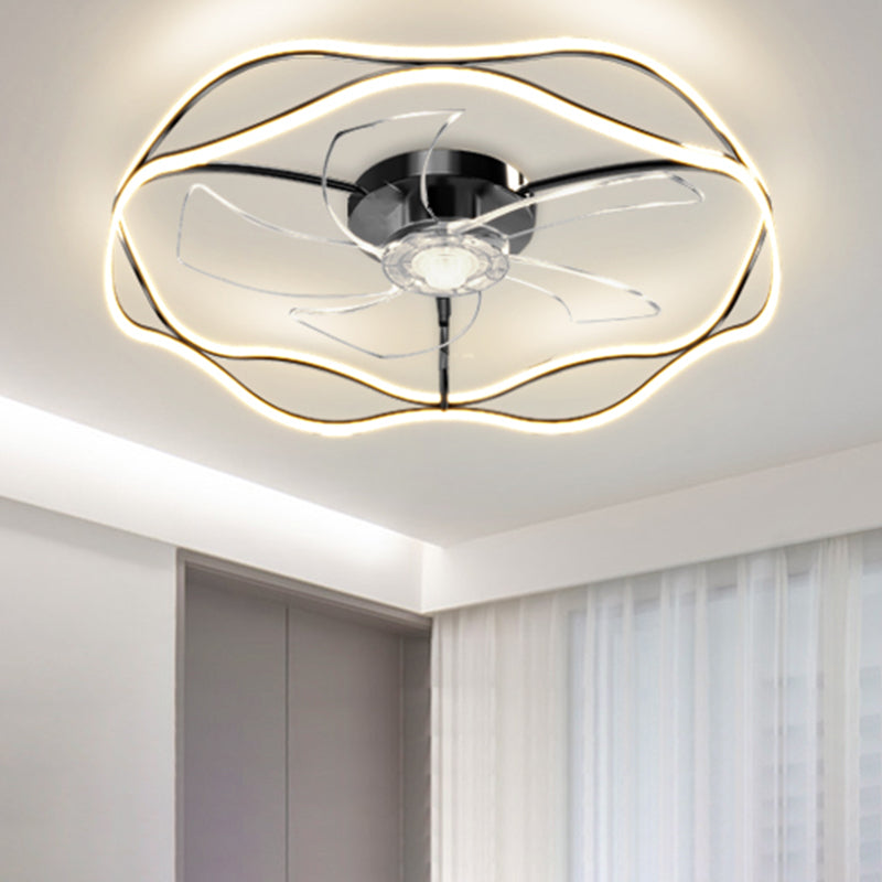 2 - Light LED Ceiling Fan Lighting in Gold / Black Modern Fan Light Fixture