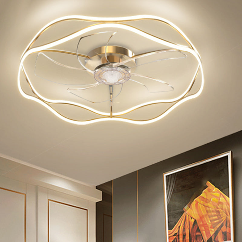 2 - Light LED Ceiling Fan Lighting in Gold / Black Modern Fan Light Fixture