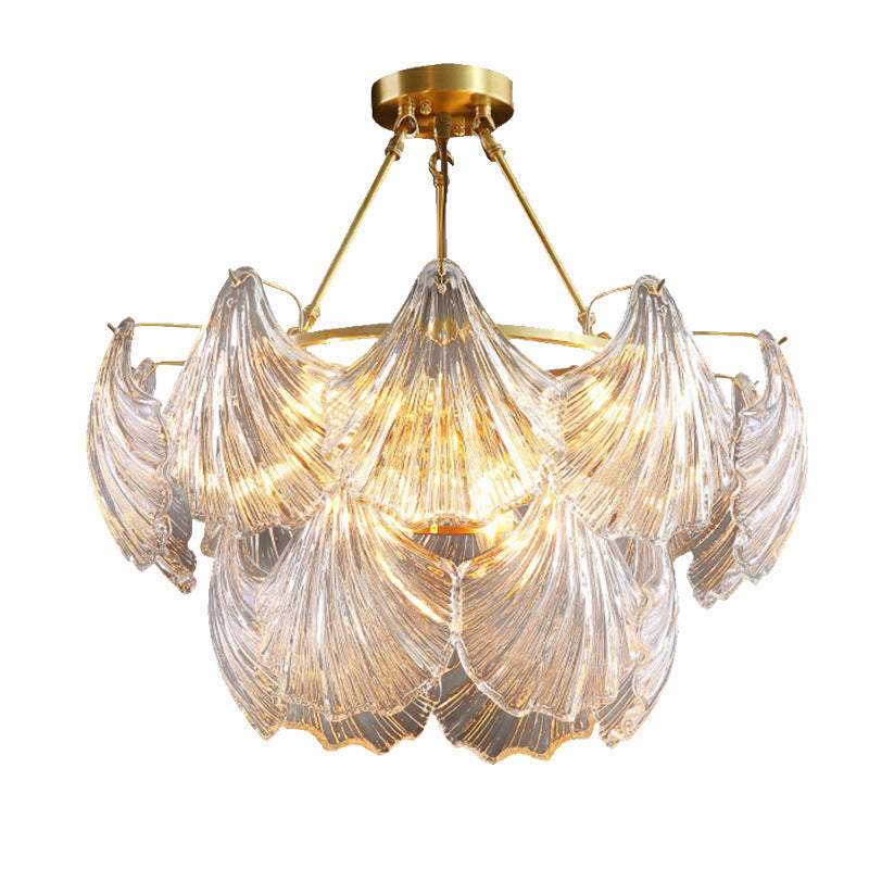 Shell Shape Flush Light Modern Style Glass 6 Lights Flush Ceiling Light in Clear