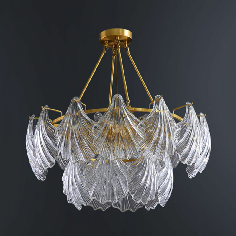 Shell Shape Flush Light Modern Style Glass 6 Lights Flush Ceiling Light in Clear