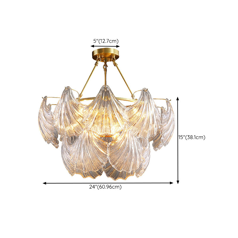 Shell Shape Flush Light Modern Style Glass 6 Lights Flush Ceiling Light in Clear