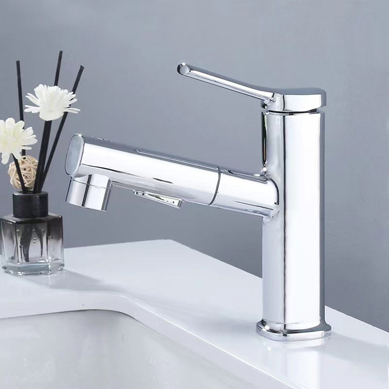 Contemporary Vessel Faucet Pull-out Centerset Faucet with Swivel Spout