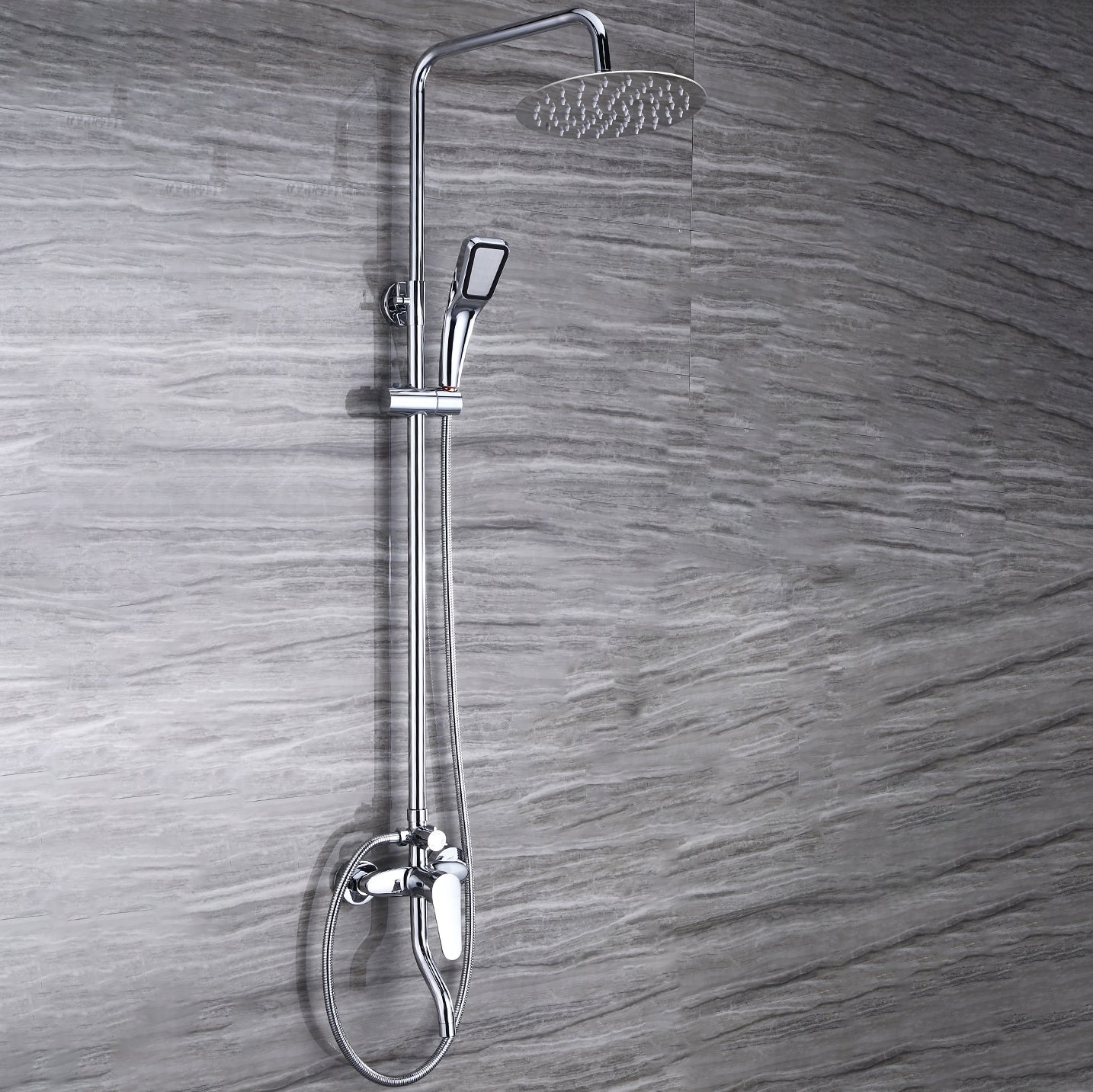 Modern Shower System Massage Jet Round Lever Handle Shower Trim