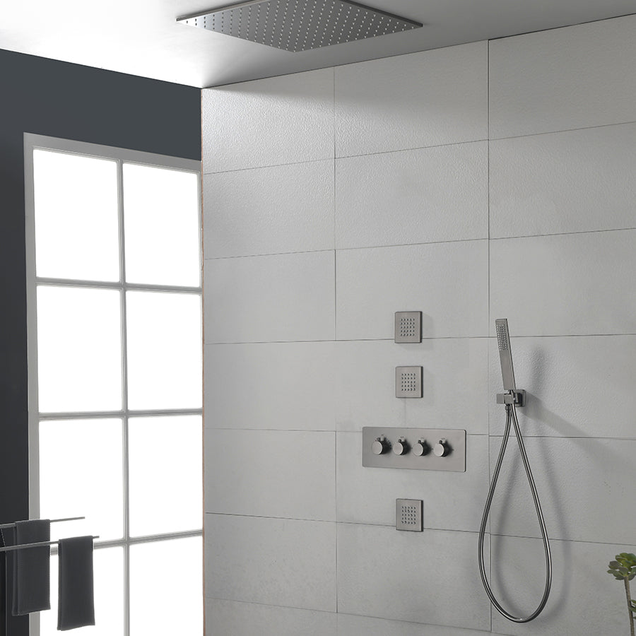 Modern Shower Combo Brass Slide Bar Included Ceiling Mounted Shower System