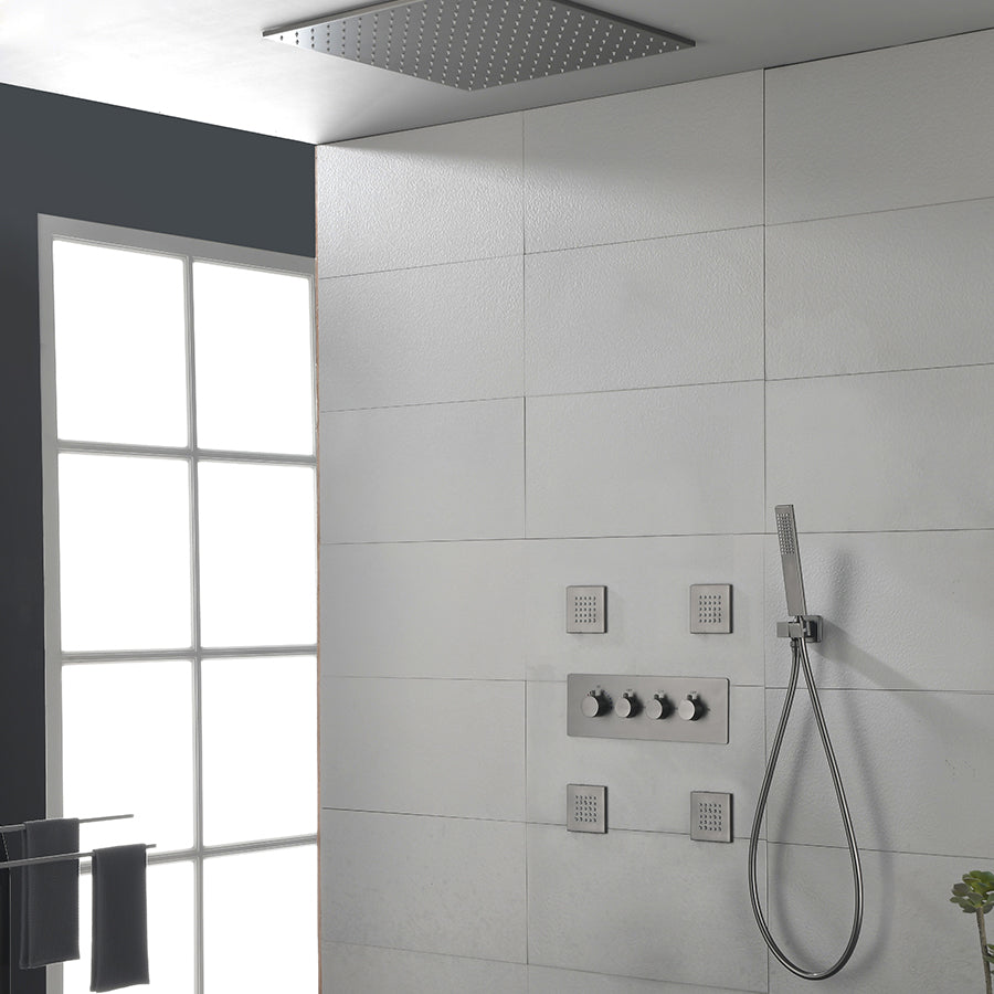 Modern Shower Combo Brass Slide Bar Included Ceiling Mounted Shower System