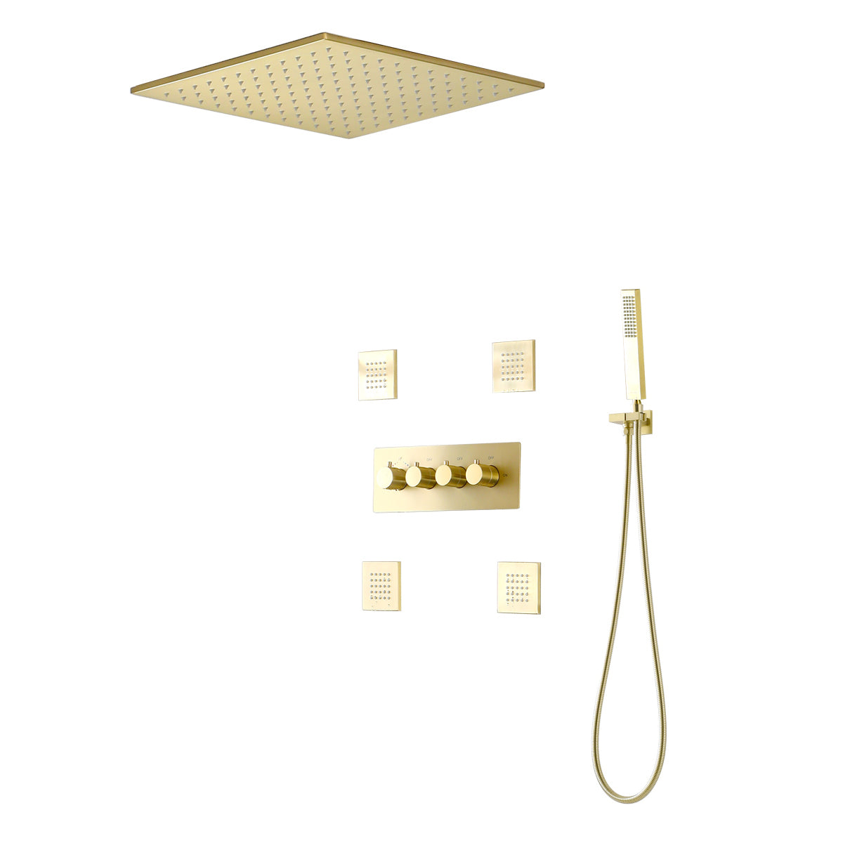 Modern Shower Combo Brass Slide Bar Included Ceiling Mounted Shower System