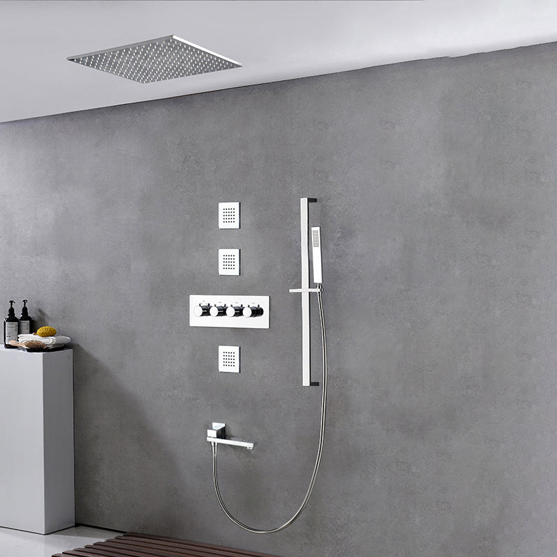 Modern Shower Combo Brass Slide Bar Included Ceiling Mounted Shower System