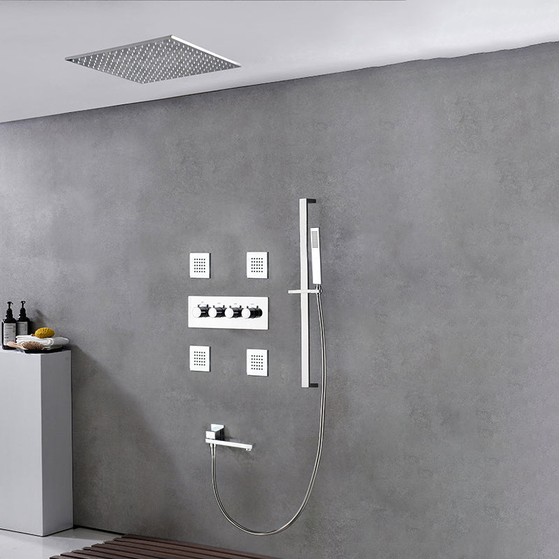 Modern Shower Combo Brass Slide Bar Included Ceiling Mounted Shower System