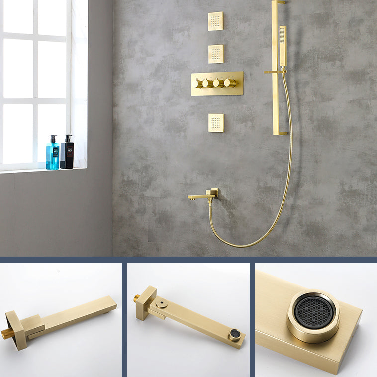 Modern Shower Combo Brass Slide Bar Included Ceiling Mounted Shower System