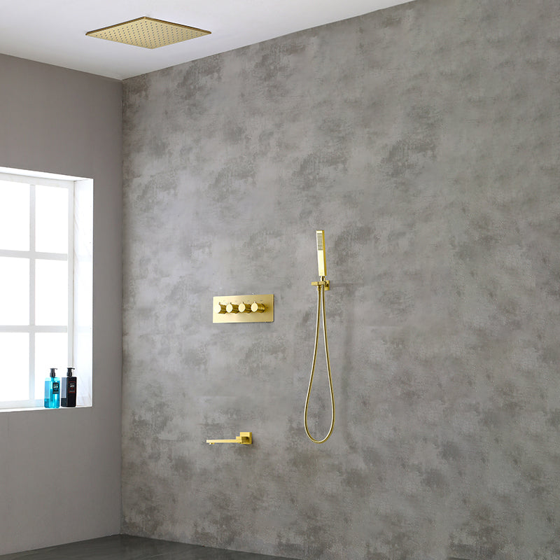 Modern Shower Combo Brass Slide Bar Included Ceiling Mounted Shower System