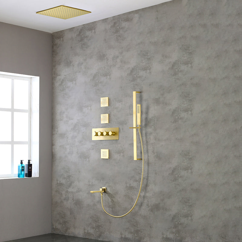 Modern Shower Combo Brass Slide Bar Included Ceiling Mounted Shower System