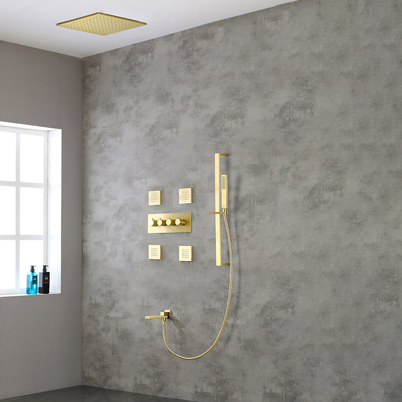 Modern Shower Combo Brass Slide Bar Included Ceiling Mounted Shower System