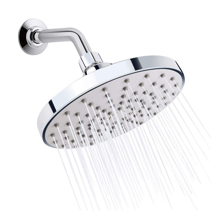 Round Fixed Shower Head Silver Single Spray Wall-Mount Shower Head