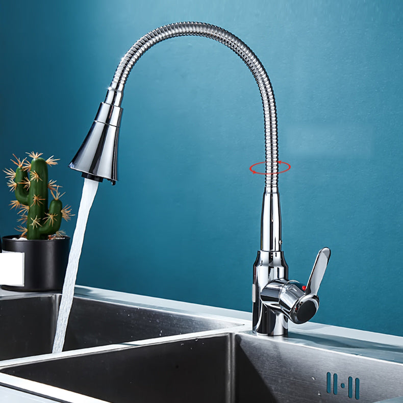 Contemporary Standard Kitchen Faucet Metal Kitchen Faucet with One Handle