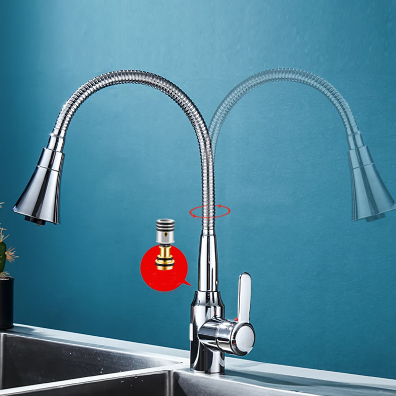 Contemporary Standard Kitchen Faucet Metal Kitchen Faucet with One Handle