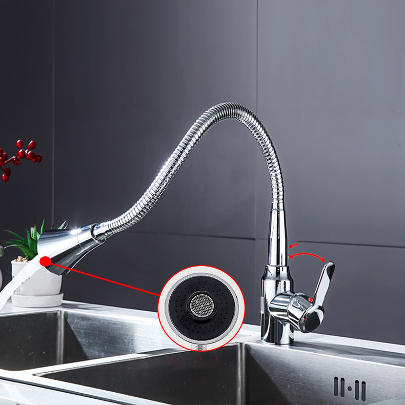 Contemporary Standard Kitchen Faucet Metal Kitchen Faucet with One Handle