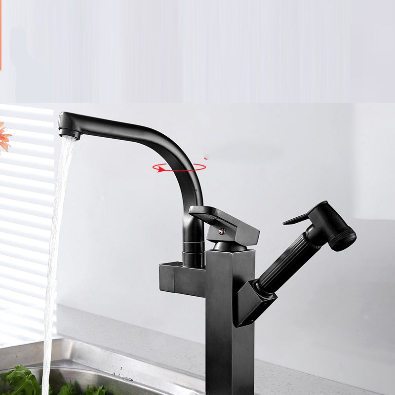 Metal Standard Kitchen Faucet Modern Style Kitchen Faucet with Pull out Sprayer