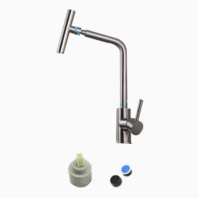 Contemporary 1 Hole Kitchen Faucet Single Handle with Supply Line