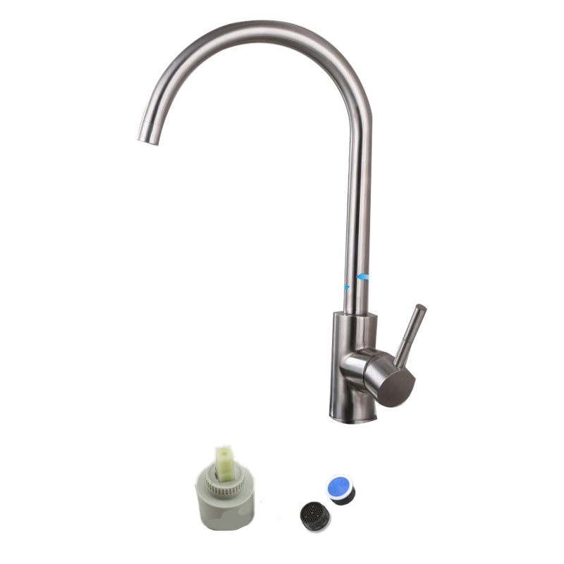 Contemporary 1 Hole Kitchen Faucet Single Handle with Supply Line