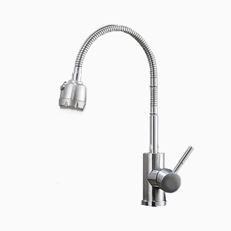 Contemporary 1 Hole Kitchen Faucet Single Handle with Supply Line