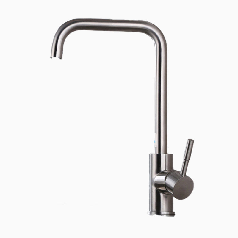 Contemporary 1 Hole Kitchen Faucet Single Handle with Supply Line