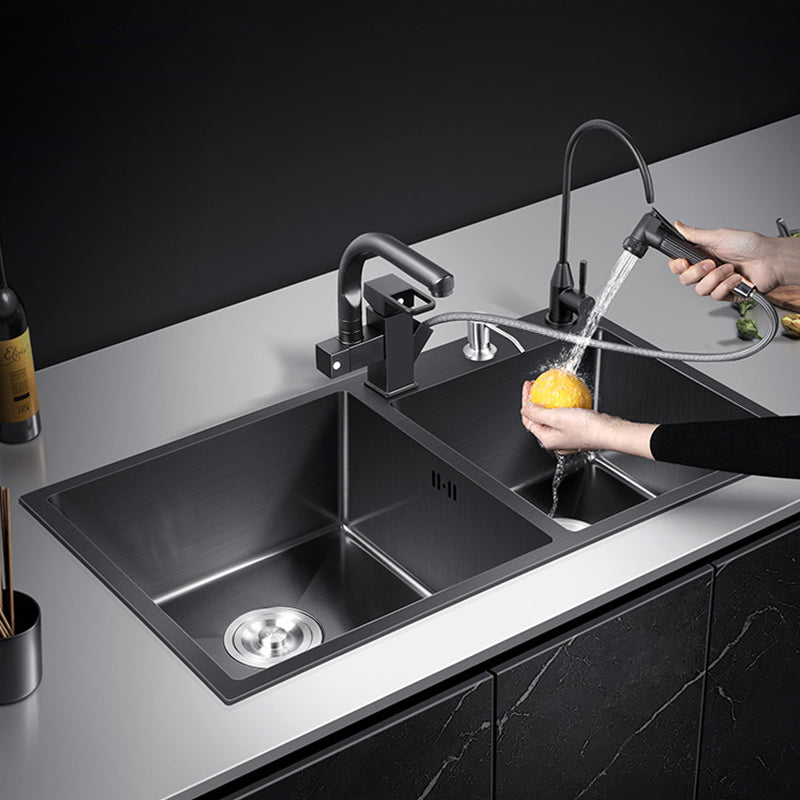 Modern Style Kitchen Sink Drop-In Corrosion Resistant Kitchen Double Sink