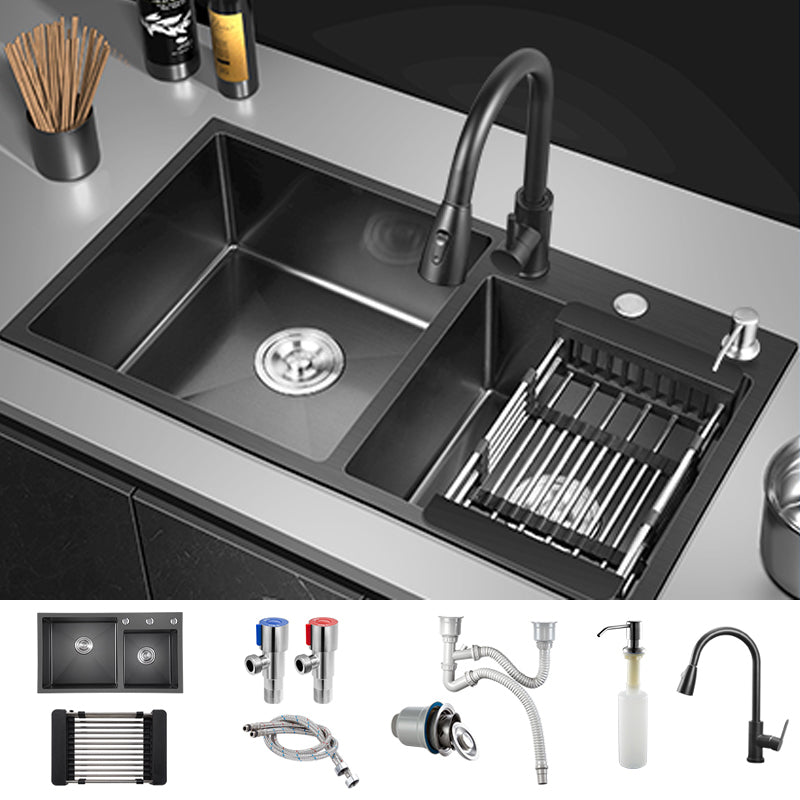 Modern Style Kitchen Sink Drop-In Corrosion Resistant Kitchen Double Sink