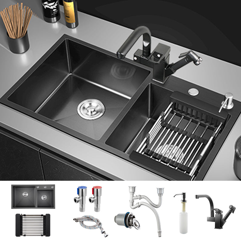 Modern Style Kitchen Sink Drop-In Corrosion Resistant Kitchen Double Sink