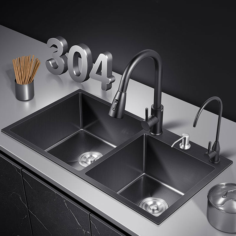 Modern Style Kitchen Sink Drop-In Corrosion Resistant Kitchen Double Sink