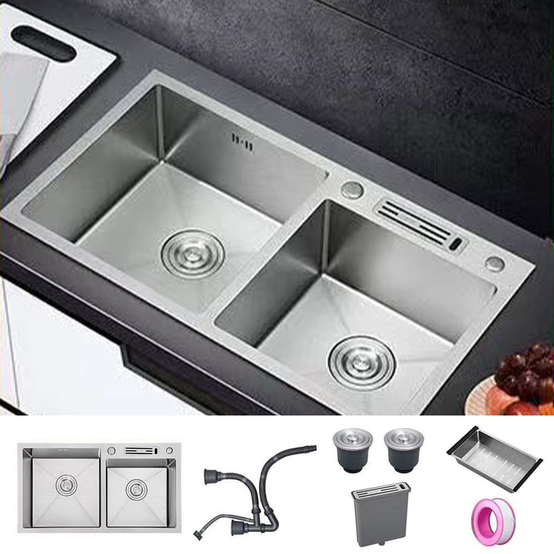 Modern Style Kitchen Sink Drop-In Noise-cancelling Design Kitchen Double Sink