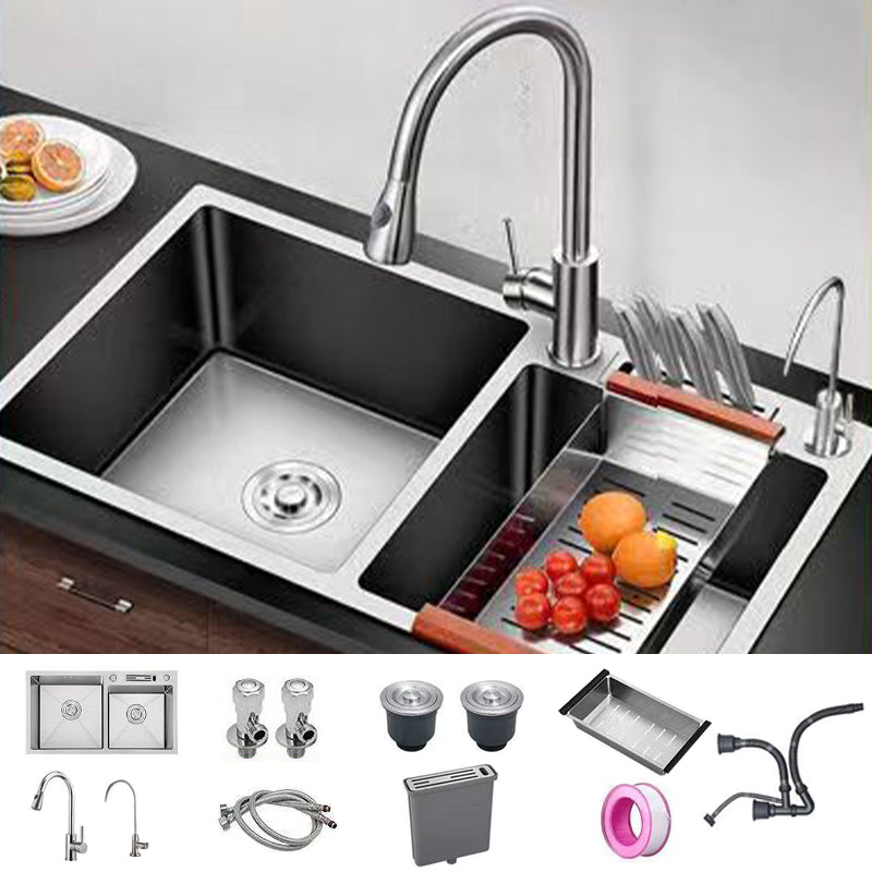 Modern Style Kitchen Sink Drop-In Noise-cancelling Design Kitchen Double Sink