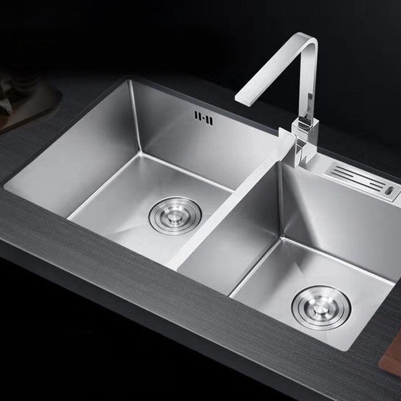 Modern Style Kitchen Sink Drop-In Noise-cancelling Design Kitchen Double Sink