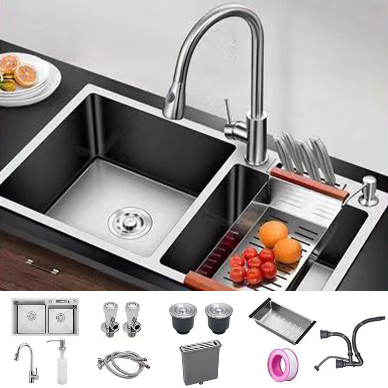 Modern Style Kitchen Sink Drop-In Noise-cancelling Design Kitchen Double Sink