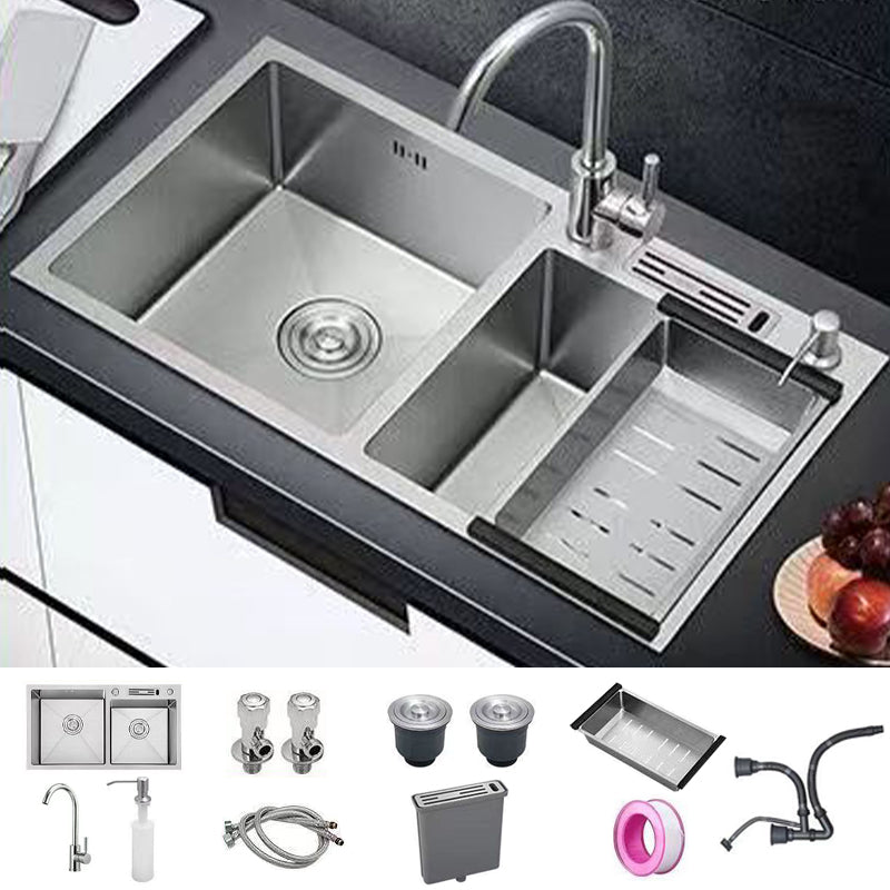 Modern Style Kitchen Sink Drop-In Noise-cancelling Design Kitchen Double Sink