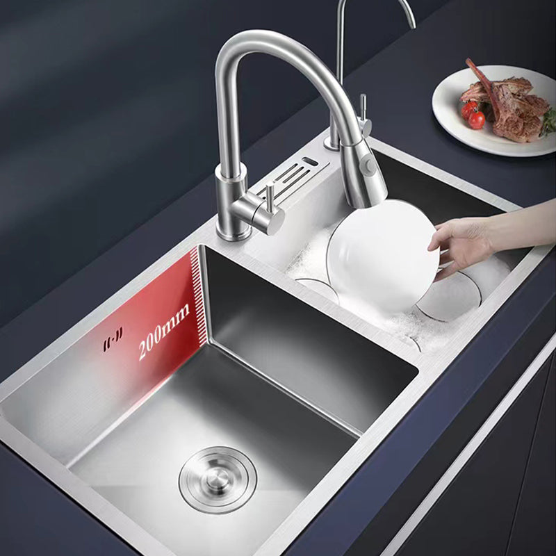 Modern Style Kitchen Sink Drop-In Noise-cancelling Design Kitchen Double Sink