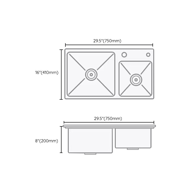 Modern Style Kitchen Sink Drop-In Noise-cancelling Design Kitchen Double Sink