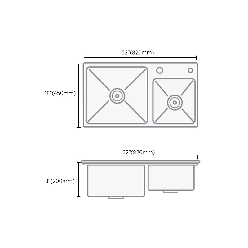 Modern Style Kitchen Sink Drop-In Noise-cancelling Design Kitchen Double Sink