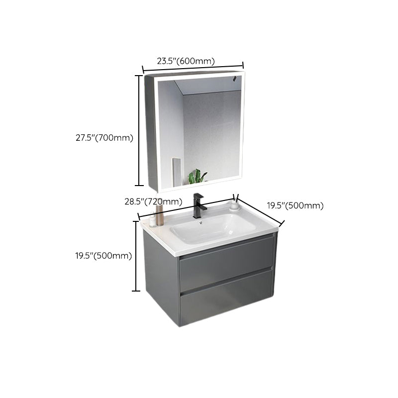 Modern Gray Vanity Sink Mirror Cabinet Wall-Mounted Bathroom Vanity Cabinet with Drawers