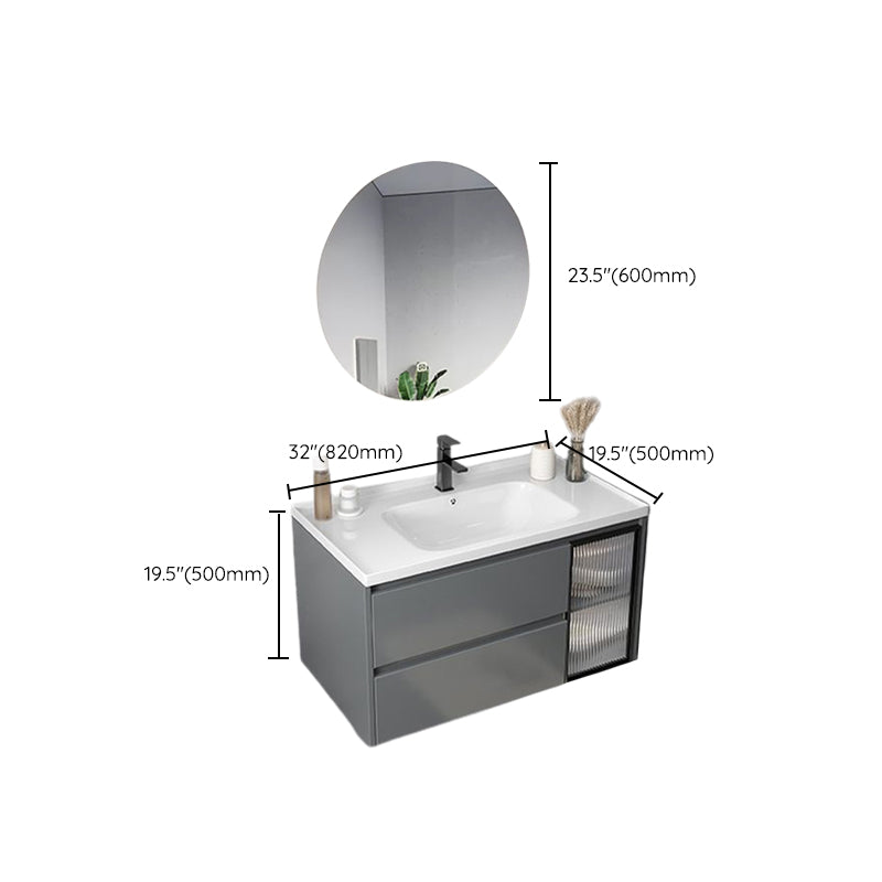 Modern Gray Vanity Sink Mirror Cabinet Wall-Mounted Bathroom Vanity Cabinet with Drawers