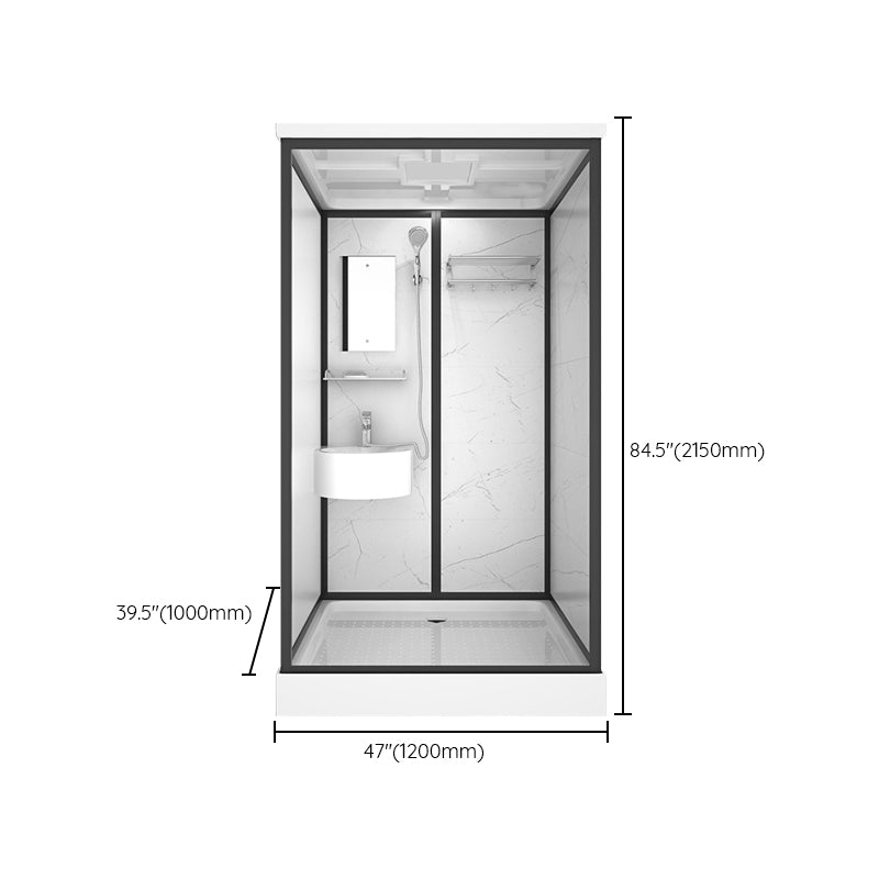 Contemporary Shower Stall Black Framed Tempered Glass Shower Stall