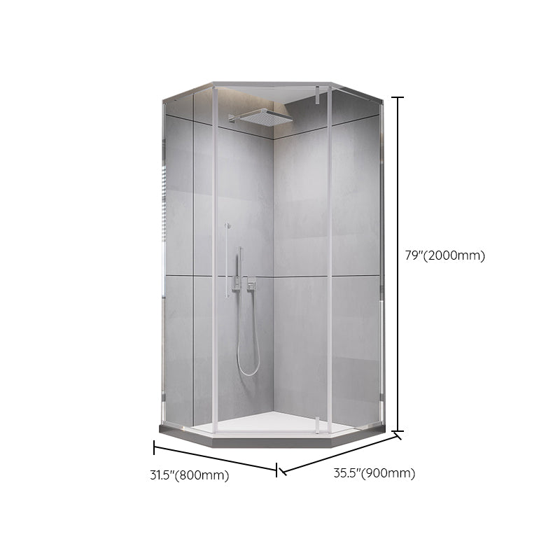 Contemporary Shower Stall Clear Neo-Angle Semi-Frameless Shower Stall