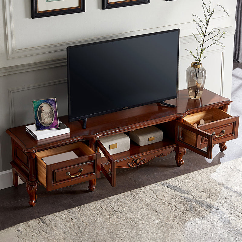 Traditional TV Media Stand Wooden TV Stand Console with 2 Drawers