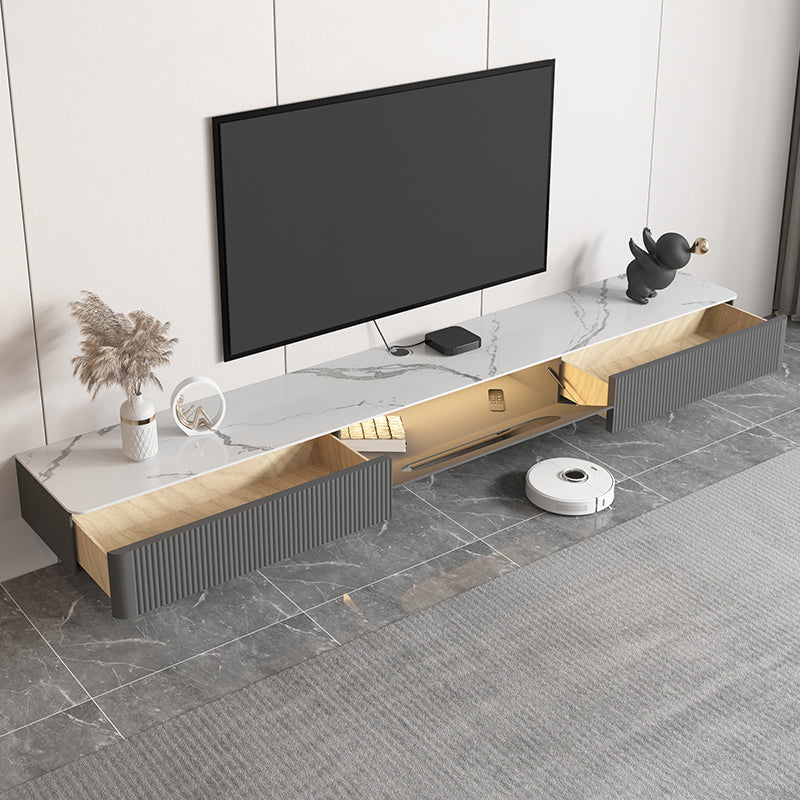 Contemporary Media Console Floating Stone Stand Console with Drawers for Living Room